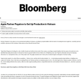 Apple Partner Pegatron to set up production in Vietnam
